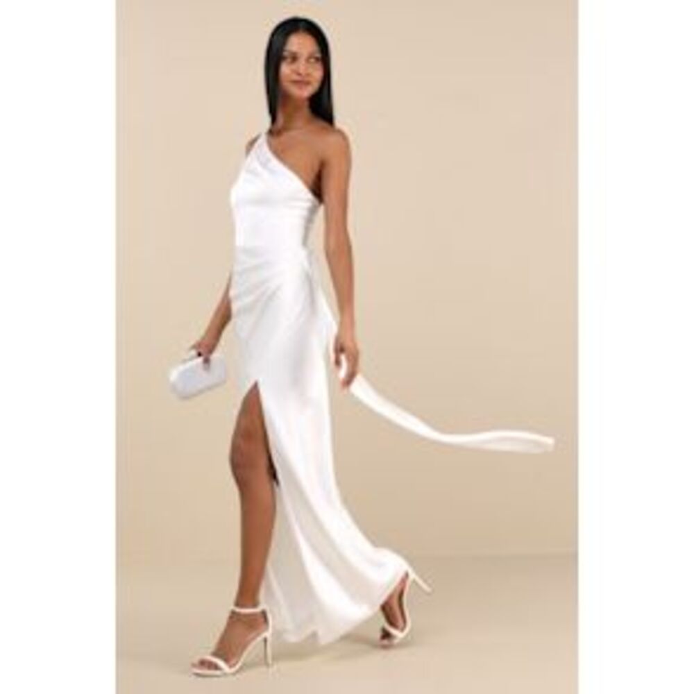 Lulus | Dresses | Lulus Women Signature Elegance Satin Oneshoulder Maxi Dress White Medium | Poshmark Lulus | Dresses | Lulus Women Signature Elegance Satin Oneshoulder Maxi Dress White Medium | Poshmark